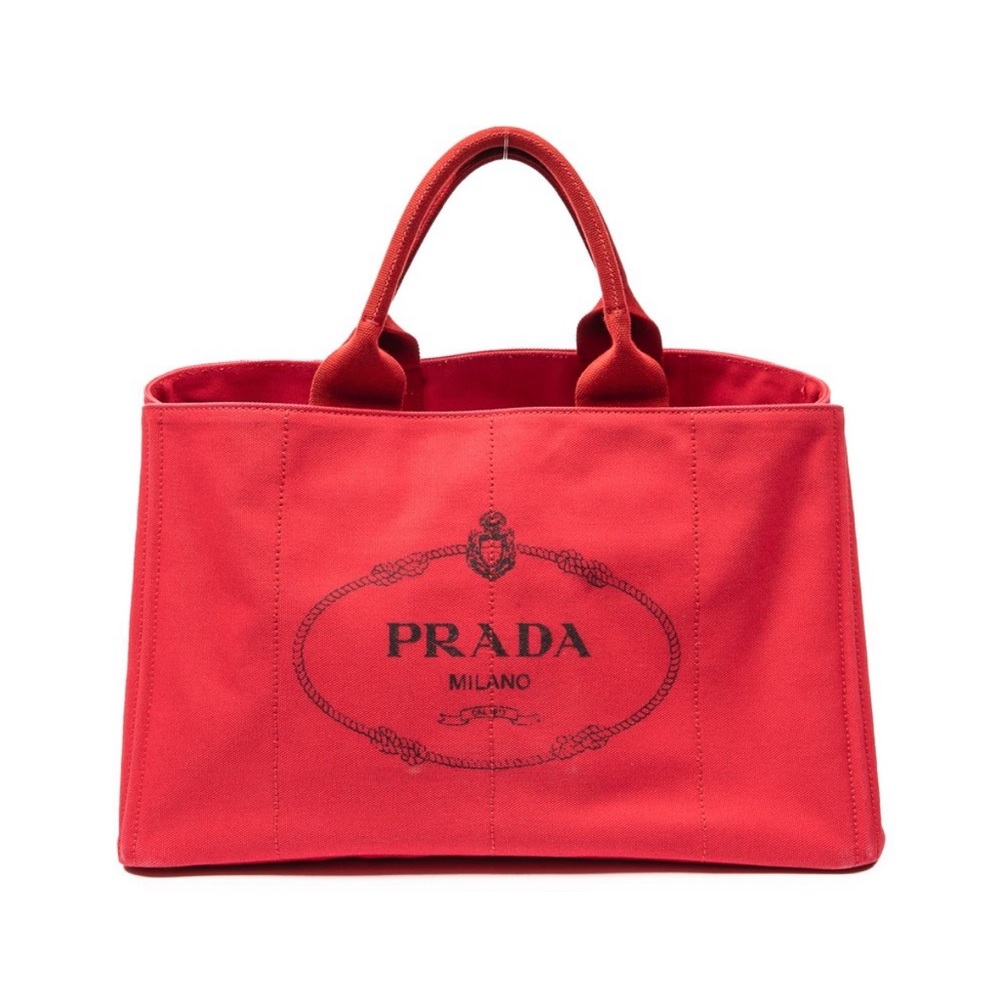 Prada totes Canapa bag large. Red color